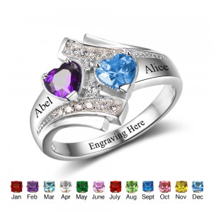 Birthstone ring, Sterling Silver Personalized Engravable Ring JEWJORI102500